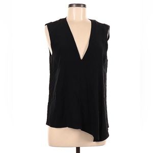 Tibi 100% Silk Black V-neck Top Sleeveless Blouse